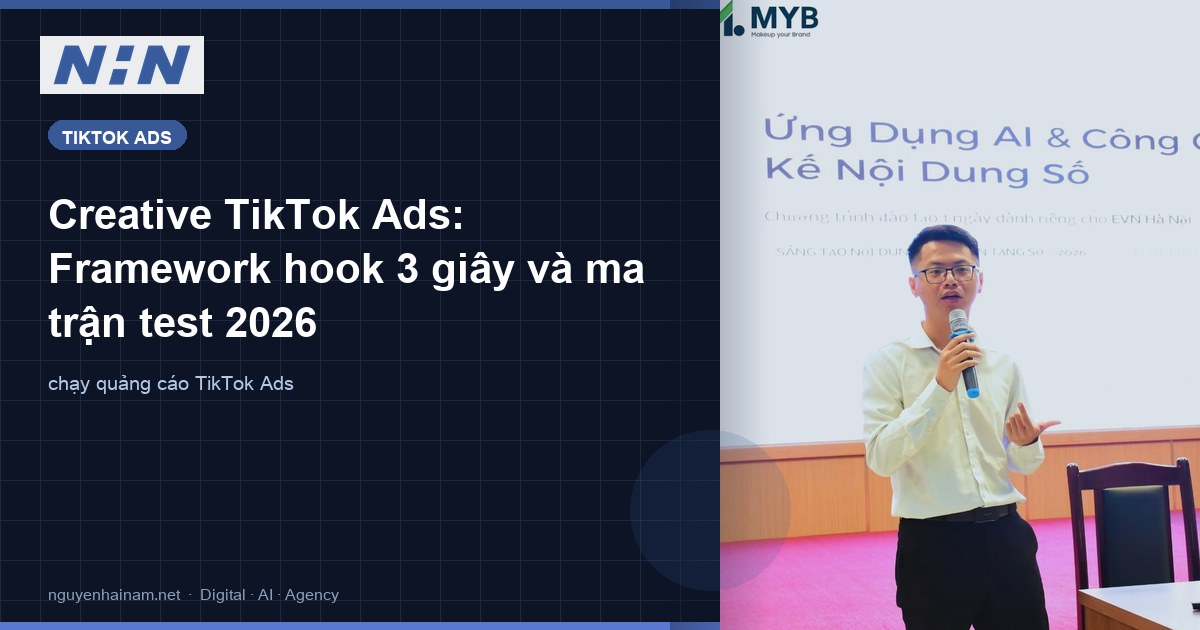 Creative TikTok Ads: Framework hook 3 giây và ma trận test 2026